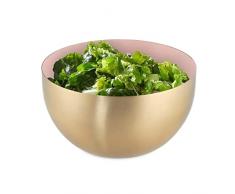 Relaxdays Ensaladera de acero inoxidable, 1 L, cuenco redondo de metal para hornear y servir, diÃ¡metro de 15 cm, cuenco de cocina, color rosa y dorado