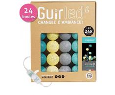 Guirnalda luminosa Bolas de algodón LED USB – cargador USB doble 2 A) – 3 intensidades – 24 bolas – Escandinavo