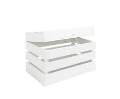 Decowood Handmade Pintado Baúl, Madera, Blanco, 49x30.5x33 cm