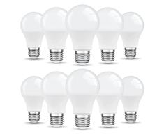 Bombilla de rosca E27, 9 W, 806 LM E27, equivalente a bombilla incandescente de 60 W, blanco cálido de 3000 K, bombilla de ahorro de energÃa A60, paquete de 10