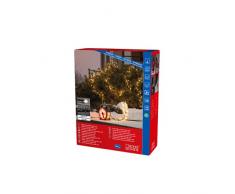 Konstsmide 3846-100 Micro LED Compactlights - Cadena de luces con enrollador de cable, 600 diodos de luz blanca cálida, transformador exterior de 30 V, 6 W, cable negro