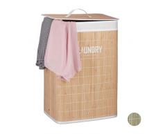Relaxdays Cesto Ropa Sucia con Tapa y Plegable, Beige, 60 litros