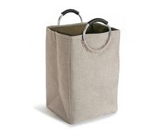 Versa 194853 Cesta de Ropa con Asas de Metal Beige 46x30x55 cm