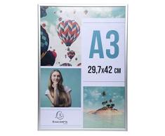 EXACOMPTA - Ref. 83758D - 1 marco de fotos A3 - para colocar sobre una mesa o colgar en la pared - Bordes de aluminio - Uso vertical u horizontal - Dimensiones: 42,7 x 33,1 x 2,6 cm - Cristal