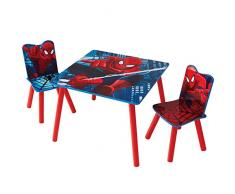 Hello Home Conjunto Spider-Man Infantil de Mesa y Sillas, Madera, Rojo, 63x63x52.5 cm