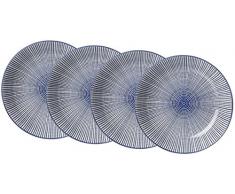Ritzenhoff & Breker Suppenteller-Set Royal Makoto, 4-Teilig, 20,5 cm Durchmesser Vajilla, Porcelana, Azul/Blanco, 20.50 x 20.50 x 4.50 cm, 4 Unidades