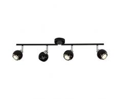Brilliant g77732/06Â A + +, Ina LED Spot Tubo, de 4Â focos, metal, 2.5Â W, GU10, Negro/Cromo, 18Â x 71Â x 12.5Â cm