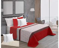 ForenTex Colchas Samoa Verano con Funda Cojin Más Rellenos 50x50cm Reversible Acolchado Estampadas, Rojo, Pack Cama 90, 3