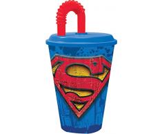 ALMACENESADAN, 4994, Pack vuelta al cole Superman symbol; compuesto por vaso con caÃ±a 430 ml, producto reutilizable, sin BPA
