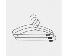 Brabantia - Percha de Ropa - Revestimiento de Tela Antideslizante - Percha de Tela - Accesorio de Armario de Tacto Suave - Esenciales para Percheros - Juego de 3 - White/Black - 21,5 x 41,5 x 1,3 cm