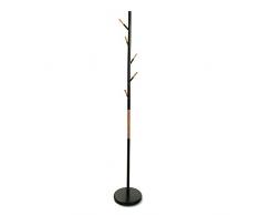 Versa 18790651 Perchero de pie Negro, Metal y madera, 173x28x28 cm, 5 colgadores