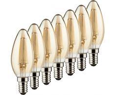 Müller-Licht â 400188 a +, 4er Juego de Retro de bombilla LED Forma de Vela sustituye a 15 W, cristal, E14, Oro, 3.5 x 3.5 x 9.8 cm
