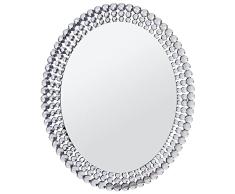 DRW Espejo de Pared Ovalado con Base de Madera DM en Espejo 79x1,8x97cm, INT. 60x79cm