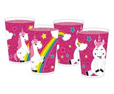 infinite by GEDA LABELS (INFKH) 15899 Unicornio Kids higiénicas Taza Juego de 4, Aproximadamente 200 ml higiénicas Vasos, plástico, 8 x 10, 5 cm, 4 Unidades
