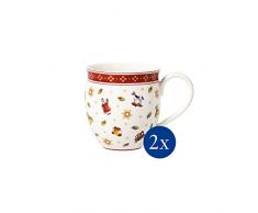 Villeroy & Boch Group Vaso, Taza de Juguetes, Porcelana, Blanco/Rojo, 2 Unidades