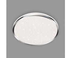 Briloner Leuchten - Luz de techo LED, luz de baño, lámpara de baño con decoración de estrellas, IP44, 18 vatios, 1.800 lúmenes, 4.000 kelvin, blanco cromado, 330x66mm (diámetro x altura)