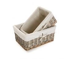 Versa 2089007 Cestas Mimbre Beige 34 x 24 x 16 cm 2 Unidades