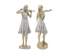 Figura Decorativa de la Marca DKD Home Decor Dorado Blanco Resina Músico (26.5 x 20 x 60 cm) (2 Piezas) (Referencia: S3019607)