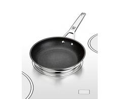 BRA Connect Sartén acero inoxidable con antiadherente Profile y tecnología Bi-Clad, apta para todo tipo de cocinas incluida inducción, libre de PFOA, 26 cm, Aluminio Fundido