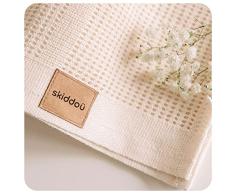 skiddoü Manta 75x100 cm Infantil para bebé recién Nacido Lindi Manta para la habitación, Cuna, Silla de Paseo, Silla de Coche, Suave, 100% algodón, Transpirable, Material Seguro, Tejido Calado, Beige