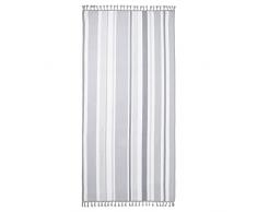 Dreamscene Toalla de nataciÃ³n a Rayas con Borde de borlas, Piscina, nataciÃ³n, Adultos, niÃ±os, Cuerda, Vacaciones, Viajes, Camping, baÃ±o, 71 x 152 cm, Gris carbÃ³n