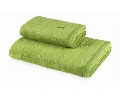 MÃ¶ve Superwuschel Uni mit eingesticktem Logo Toalla de Ducha, algodÃ³n, Verde peridoto, 80 x 150 cm