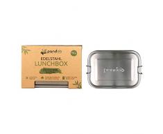pandoo fiambrera de acero inoxidable | 800 ml | incluye bolsa de algodÃ³n, separador y libro electrÃ³nico | fiambrera ecolÃ³gica a prueba de fugas | caja bento | tabique flexible