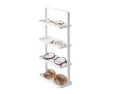 Yamazaki Home - Soporte para bandeja de accesorios de 4 niveles y almacenamiento de acero, organizador de joyas, aleación, blanco, talla única