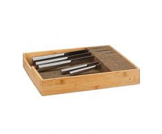 Relaxdays Soporte para Cuchillos de Cajón, Bambú, Beige, 6,5 x 38 x 33,5 cm