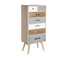Bizzotto Letizia cajonera 7 C, Madera, Marrón, 51 x 30 x 110.5 cm