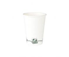 GREENBOX Taza de papel reciclable, color blanco, con EcoUp© Icon y revestimiento PLA I 50 Coffee To go, biodegradable, 180 ml, 7,5 oz, taza de café, taza desechable