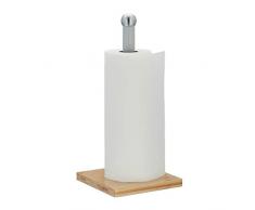 Relaxdays Portarrollos Cocina Vertical, BambÃº y Acero Inoxidable, Soporte Rollos Cuadrado, 35 x 16 x 16 cm, Natural/Gris