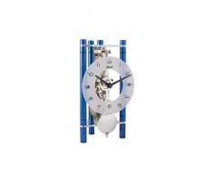 Hermle Reloj de Mesa de Esqueleto con columnas de Aluminio anodizado, triÃ¡ngulo 23025-Q70721, Esfera Ã¡rabe de Cristal Azul, Mecanismo niquelado