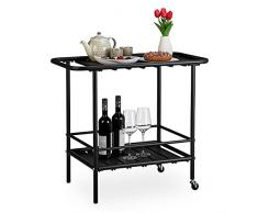 Relaxdays Servir con Ruedas Flexibles, Multiusos para Exteriores, Carro Moderno, Acero, 72 x 45 x 80,5 cm, Color Negro, 72x45x80,5 cm