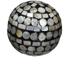 Moycor 75703 Bola Decorativa Nácar Natural y Negro 8x8x8 cm