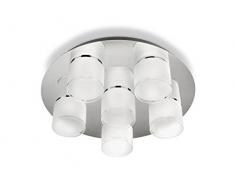 Philips myLiving Byzantin - Lámpara de plafón, iluminación interior, LED, 2400 lm, 5 W, integrado, cromo y vidrio, color gris