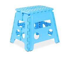 Relaxdays Taburete Plegable, Antideslizante, Resiste hasta 120 kg, Asa Transporte, Banca Infantil 32,5x37x30 cm, Azul, 100% plÃ¡stico