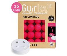 Guirnalda luminosa Bolas de algodón LED USB – incluye mando a distancia inalámbrico – Cargador doble USB 2 A – 4 intensidades – 16 bolas – Cherry