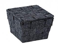 Wenko 23816100 Adria Feltro Mini - Cesto de Almacenamiento con Tapa (14 x 9,5 x 14 cm), Color Gris