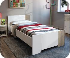 Cama juvenil Jazz Blanca y Roble Gris 90x190cm