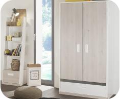 Armario juvenil 2 puertas Leo Blanco y Madera