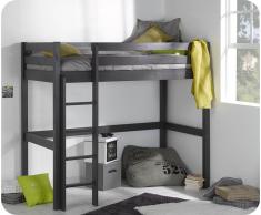 Pack cama alta Wood + Colchón, Gris Antracita