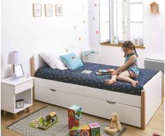 Cama juvenil SWEET 90x190 cm Blanca y Madera con Somier