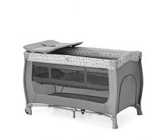 Hauck Cuna Viaje Bebe Sleep N Play Center, desde el Nacimiento hasta 15 kg, Parque Cuna, 120x60 cm, Cuna Viaje Doble Altura, Cambiador, con Ruedas, Plegable, Entrada Lateral, Compacta, Teddy, Gris