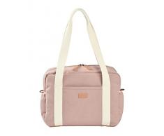 BÉABA, Bolso de pañales para bebés, Múltiples compartimentos, 10 bolsillos, Cremallera para maleta trolley, Correa para hombro, Bolso nevera, Cambiador, hidrófugo, Capacidad 16L, Bolso Paris, rosa