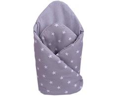 Cojín de inserción 100% algodón, 75 x 75 cm, manta para bebé, doble cara, suave, multifuncional y antialérgico, para bebés (estrellas con puntos grises)