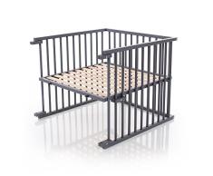 Babybay Kit de conversión de Cuna, infinitamente Ajustable, Adecuado para la Cuna colecho Modelo Original / Medidas de la Cuna: 132 cm x 81 cm de Madera de Haya Maciza, Lacado en Gris Pizarra