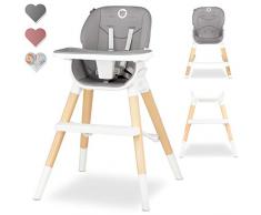 LIONELO Mona trona para bebés 4 en 1, ajustable, plegable, tronas de bebe, pies antideslizantes, de 6 a 36 meses, cinturones de seguridad, capacidad de carga de hasta 15 kg / 25 kg / 75 kg (Grey)