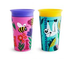 Munchkin Miracle 360° Wildlove - Vaso Antiderrames, Abeja/Lémur, 266 ml, 2 uds