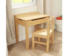 Melissa & Doug - Escritorio con tapa que se levanta y silla de madera para niños